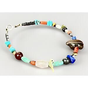 VTG Southwest Multi Gemstone Fetish Animal Sterling Silver Bracelet Turquoise